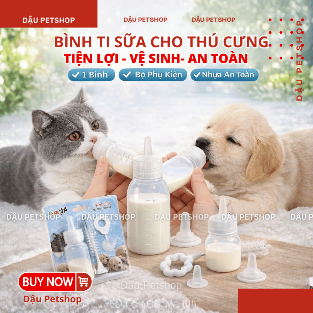 Bình ti sữa cho chó mèo sơ sinh tiện lợi - dễ sử dụng