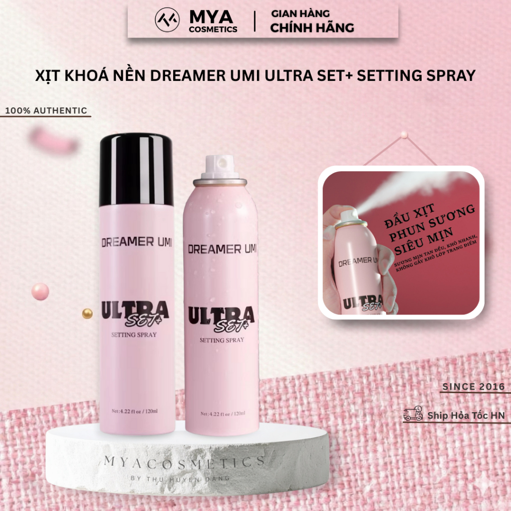 Xịt khoá nền DREAMER UMI ULTRA SET+ Setting Spray 120ml, Xịt Cố Định Makeup Dreamer Umi Giữ Lớp Tran