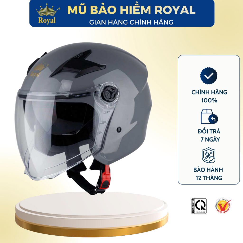 [NHÀ MÁY] Mũ Bảo Hiểm 3/4 Royal M268 Loại 2 Kính Cao Cấp, Nón Bảo Hiểm Royal 3/4 Nam Nữ Bảo Hành 12 