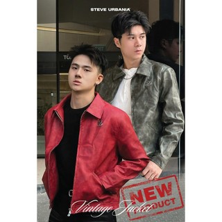Áo Khoác Da STEVE URBANIA LEATHER JACKET Form Crop Đính Tag, Áo khoác varsity da cao cấp nhập khẩu - AK13