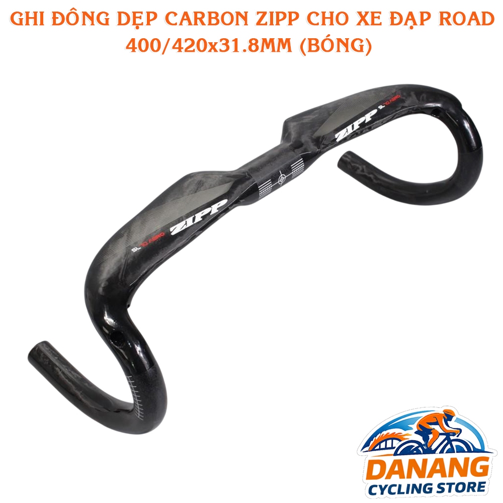 Ghi Đông Cong Dẹp Xe Đạp Road Carbon ZIPP 31.8mm – Size 400/420mm (Bóng)