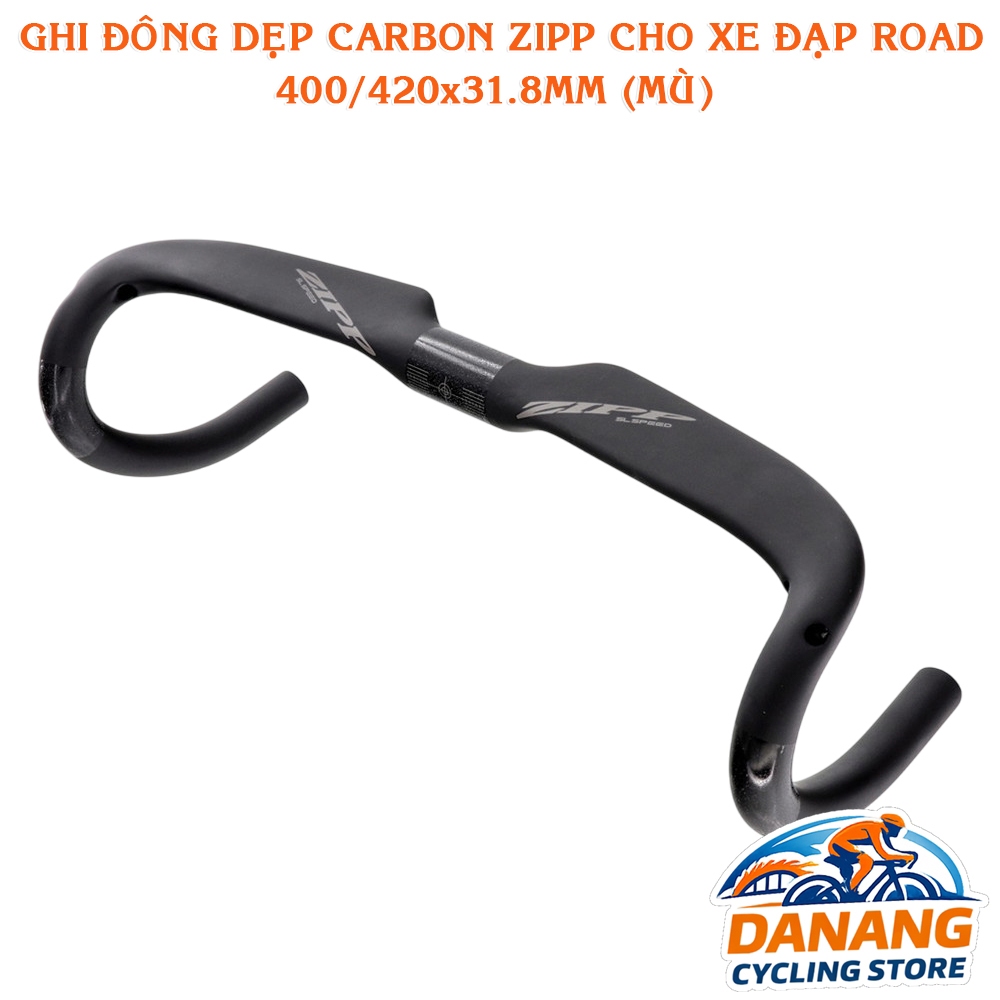Ghi Đông Cong Dẹp Xe Đạp Road Carbon ZIPP 31.8mm – Size 400/420mm (Mù)