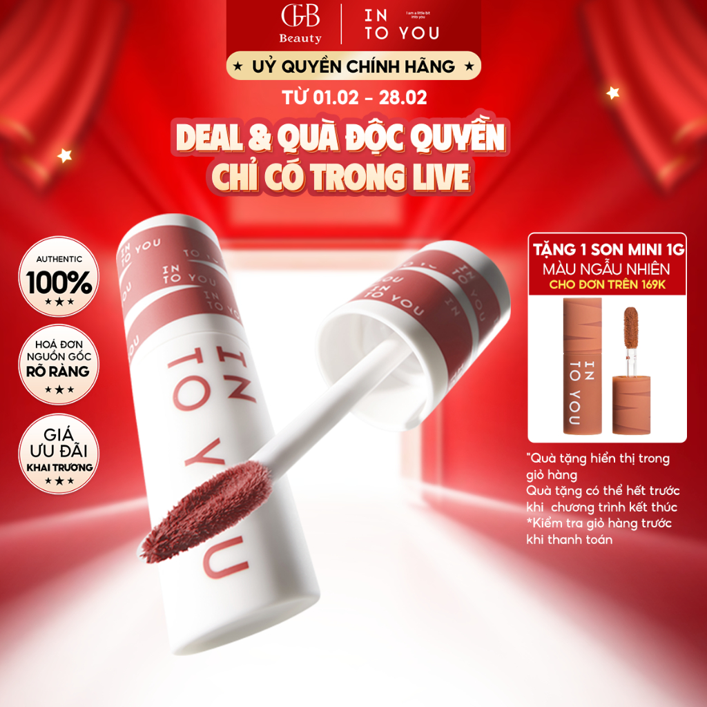 [LIVE] Son Bùn INTO YOU Chất Xốp Mềm Lì Nhẹ Dễ Tán Không Khô Môi Dùng Cho Môi Và Má EM01 2g (Hàng ch