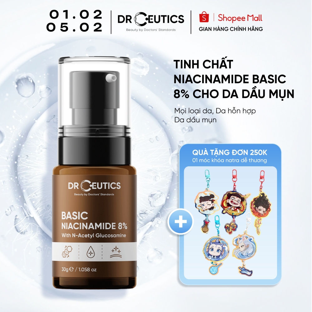 DRCEUTICS Tinh Chất Niacinamide Basic 8% DrCeutics Cho Da Dầu Mụn (30g)