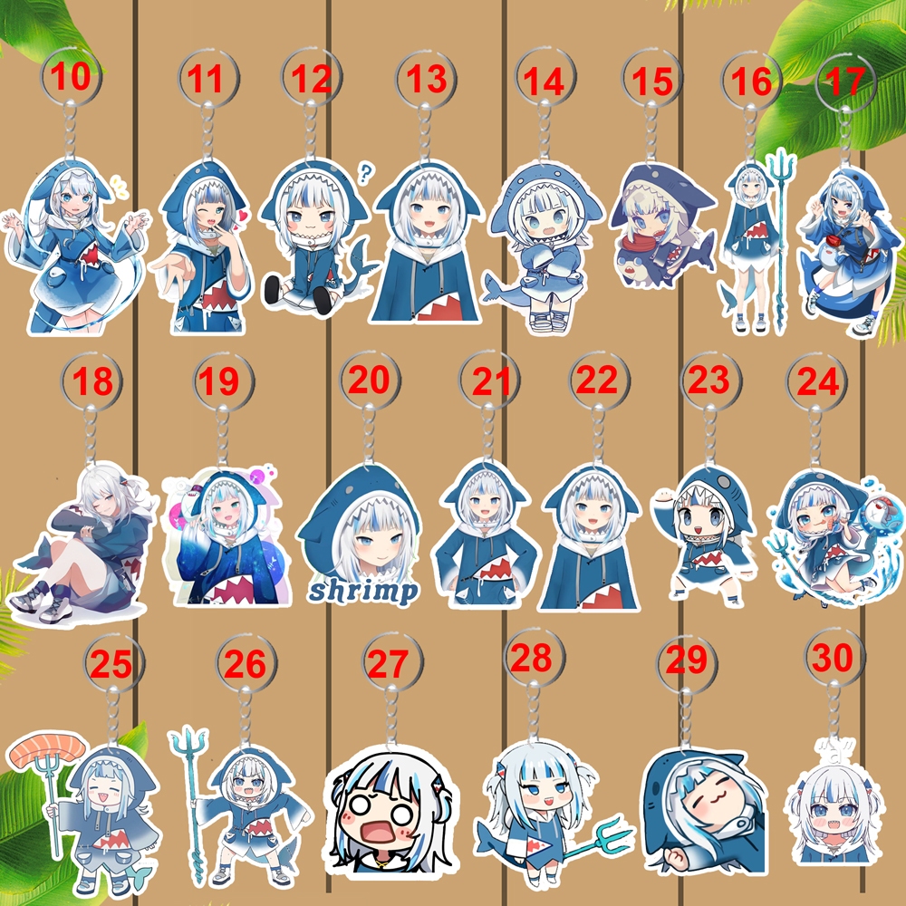 Móc khóa anime Hololive Gawr Gura ép nhựa Plactic nhiều mẫu đẹp