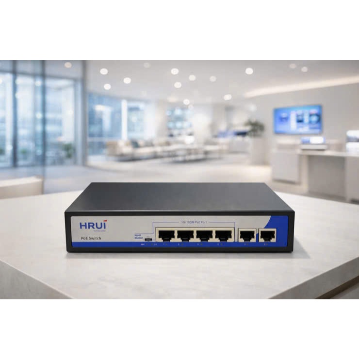 Switch POE HRUI HR902-AF-42N 10/100M 4P + 2 uplink