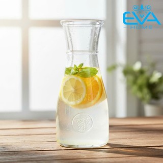 Bình Thủy Tinh Dáng Eo Lớn Cao Cấp Love 500ml Decor Đựng Nước Ép Detox Sang Trọng
