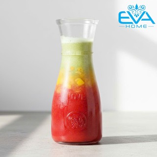 Bình Thủy Tinh Dáng Eo Lớn Cao Cấp Love 500ml Decor Đựng Nước Ép Detox Sang Trọng