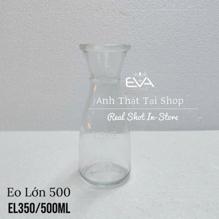Bình Thủy Tinh Dáng Eo Lớn Cao Cấp Love 500ml Decor Đựng Nước Ép Detox Sang Trọng