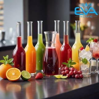 Bình Thủy Tinh Dáng Eo Lớn Cao Cấp Love 500ml Decor Đựng Nước Ép Detox Sang Trọng