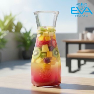 Bình Thủy Tinh Dáng Eo Lớn Cao Cấp Love 500ml Decor Đựng Nước Ép Detox Sang Trọng