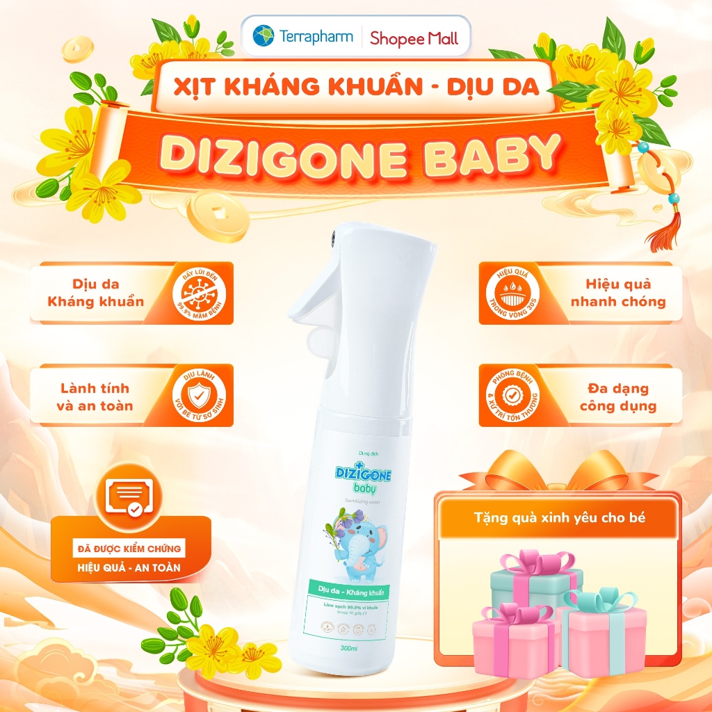 Xịt kháng khuẩn DIZIGONE Baby 300ml - Vệ sinh tay chân, đồ chơi, đồ dùng; phòng bệnh & bảo vệ bé