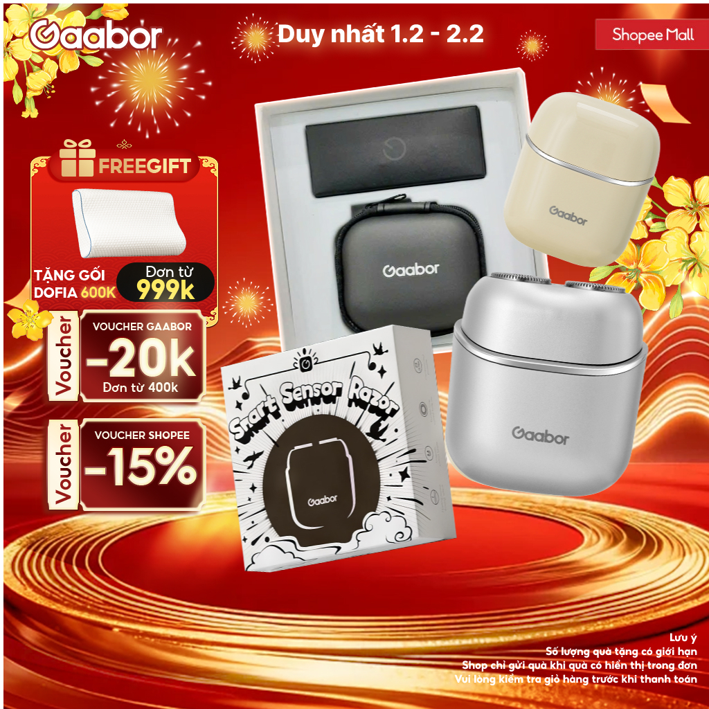Máy cạo râu Gaabor ER-T01 đầu cạo 3D ôm vòng, chống nước IPX7 nhỏ gọn dễ dàng mang đi - quà tặng nam