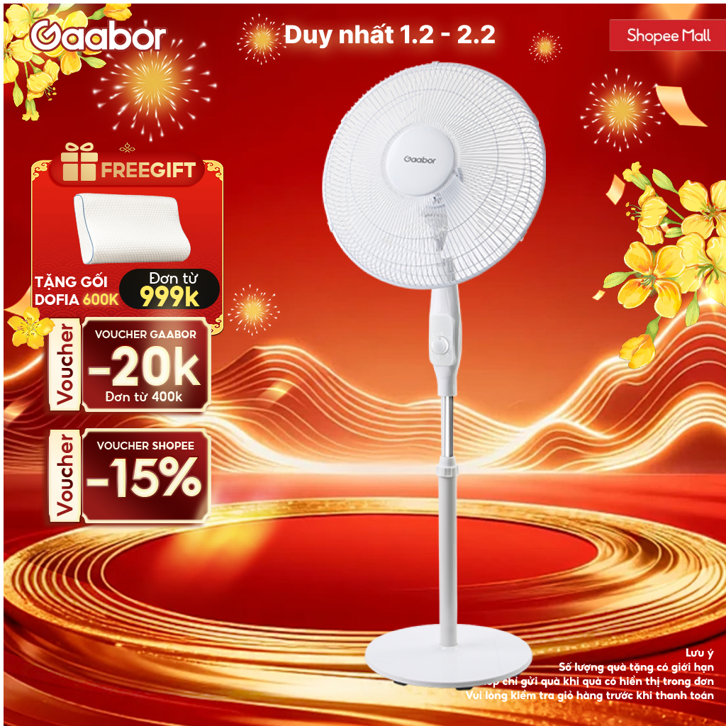 Quạt cây đứng Gaabor FM430M-WH05A xoay tự động tuần hoàn có 3 chế độ gió tùy chỉnh - Hàng chính hãng