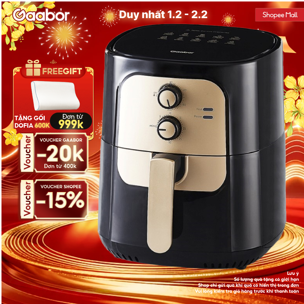 Nồi chiên không dầu GAABOR 6.5 lít AF65M-BK01A dung tích lớn, công suất mạnh 1400W nồi chiên đa năng