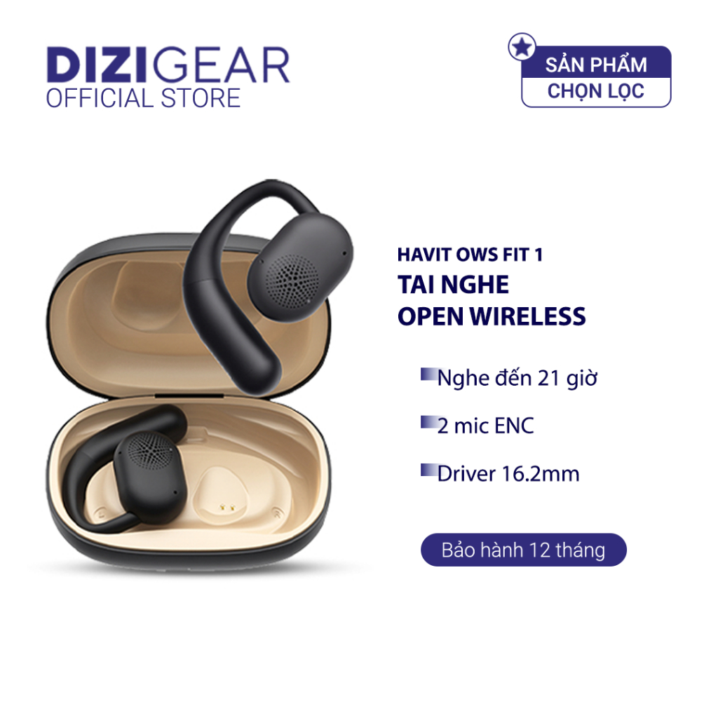 Tai Nghe HAVIT Open Wireless OWS Fit1, BT 5.3, Driver 16.2mm, Thiết Kế Open-ear, IPX5, Nghe Đến 21H 