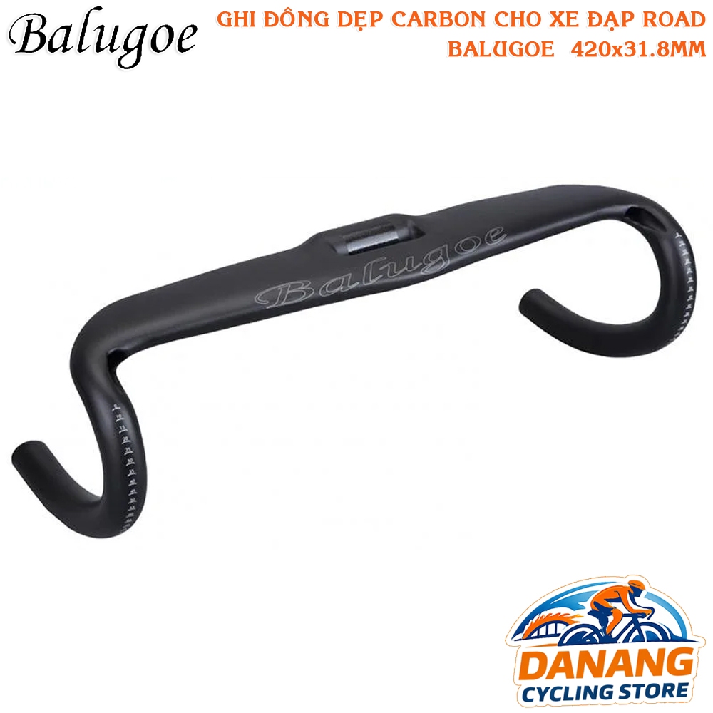 Ghi Đông Cong Dẹp Xe Đạp Road Carbon BALUGOE 31.8mm – Size 420mm