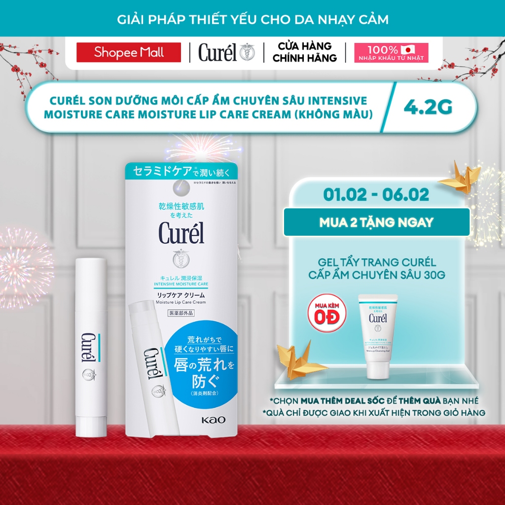 Son Dưỡng Môi Cấp Ẩm Chuyên Sâu Curel Intensive Moisture Care Moisture Lip Care Cream 4.2g Không Màu