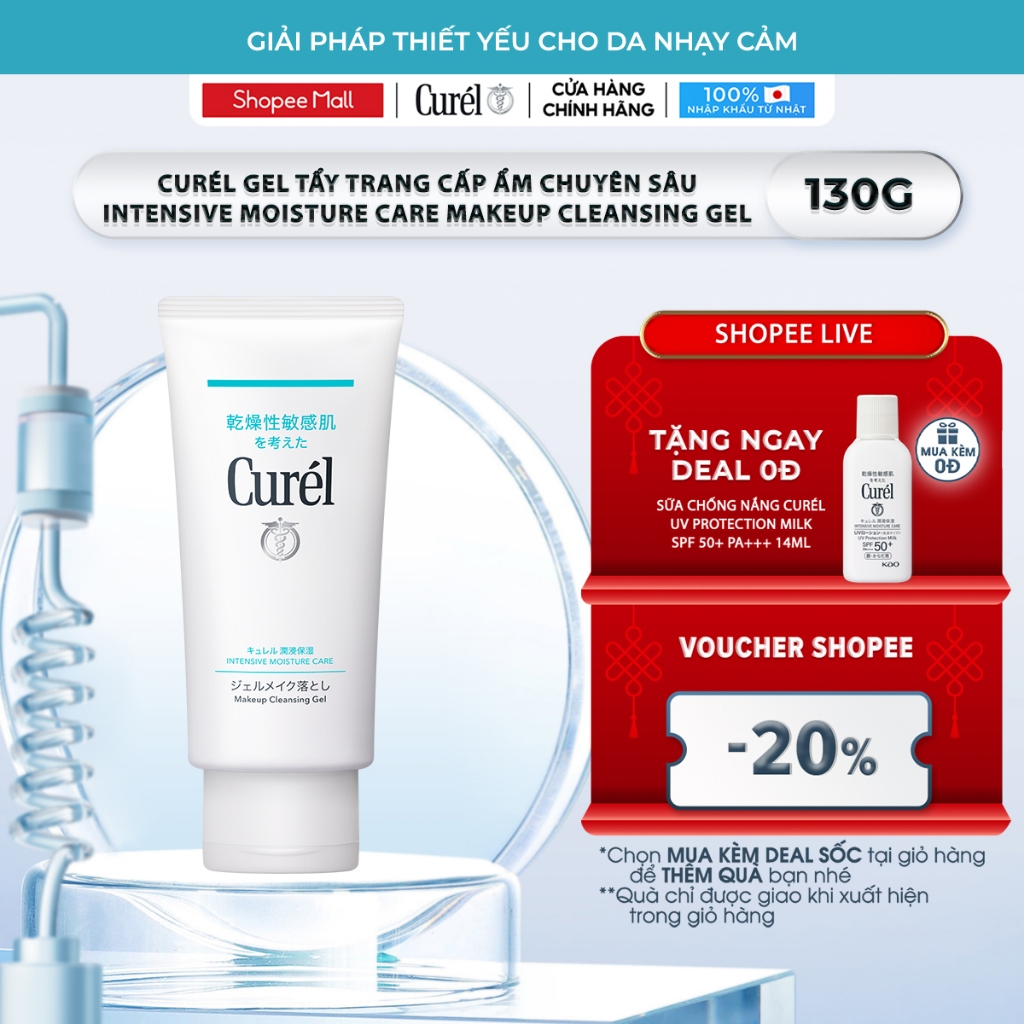 [CHỈ ƯU ĐÃI TẠI LIVE] Gel Tẩy Trang Cấp Ẩm Chuyên Sâu Curel Intensive Moisture Care Makeup Cleansing