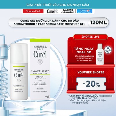 [CHỈ ƯU ĐÃI TẠI LIVE] Gel Dưỡng Da Dành Cho Da Dầu Curel Sebum Trouble Care Sebum Care Moisture Gel 120ml