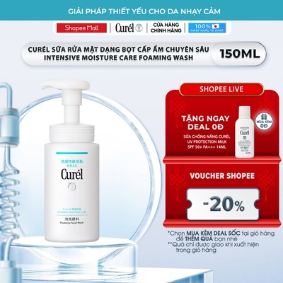 [CHỈ ƯU ĐÃI TẠI LIVE] Sữa Rửa Mặt Dạng Bọt Cấp Ẩm Curel Intensive Moisture Care Foaming Facial Wash 150ml