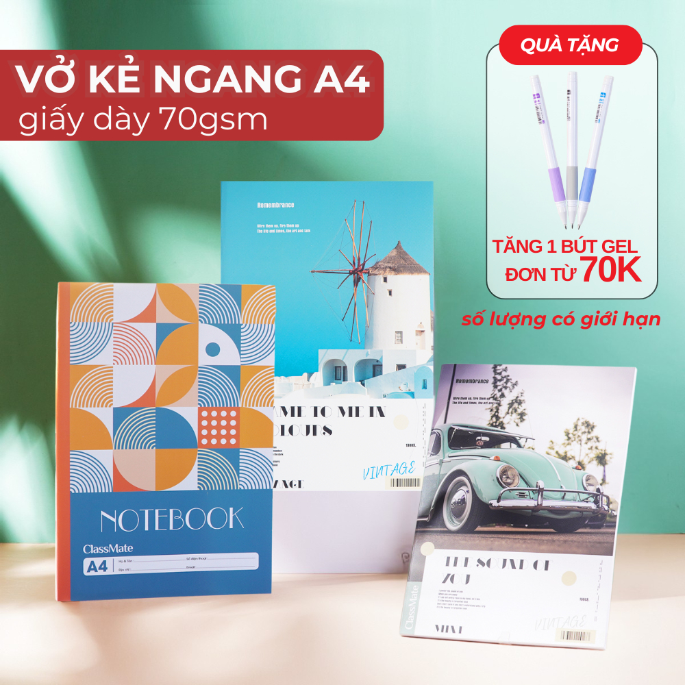 Vở Kẻ Ngang A4 70GSM Sổ Giáo Án A4 Giấy Dày Mịn Chống Lóa Mắt Bìa In Hình Cán Vân Chống Thấm Nước