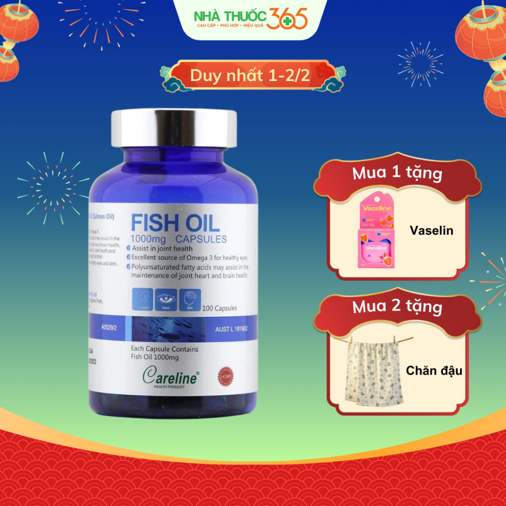 Dầu Cá Hồi Fish Oil Careline Bổ Sung DHA & EPA Tinh Khiết Chiết Xuất Từ Cá Hồi