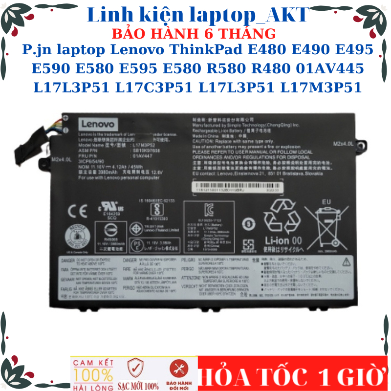 Sạc Pin Lenovo ThinkPad E480 E490 E495 E590 E580 E595 E580 R580 R480 01AV445 L17L3P51 L17C3P51 L17L3