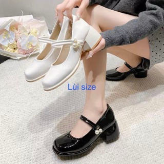 ( Lùi Size )Giày Nữ 5 Phân Trang Trí 2 Ngọc Nữ Tính Hàng Full Hộp Chân Gầy Nên Lùi Size