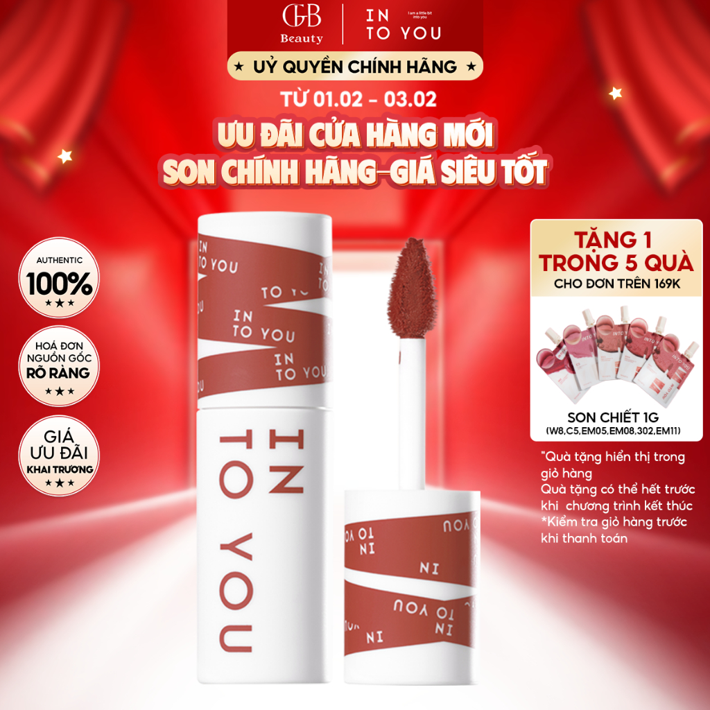 [INTO YOU] Son Bùn Chất Xốp Mềm Lì Nhẹ Dễ Tán Không Khô Môi Dùng Cho Môi Và Má EM01 2g  Dễ Lên Màu (