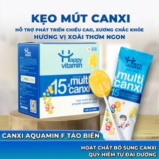 Kẹo mút Canxi và 15 Vitamin Tổng Hợp cho bé. Giúp Xương Răng Chắc Khỏe, Tăng Đề Kháng,Miễn Dịch Happy Vitamin Hộp 25 que