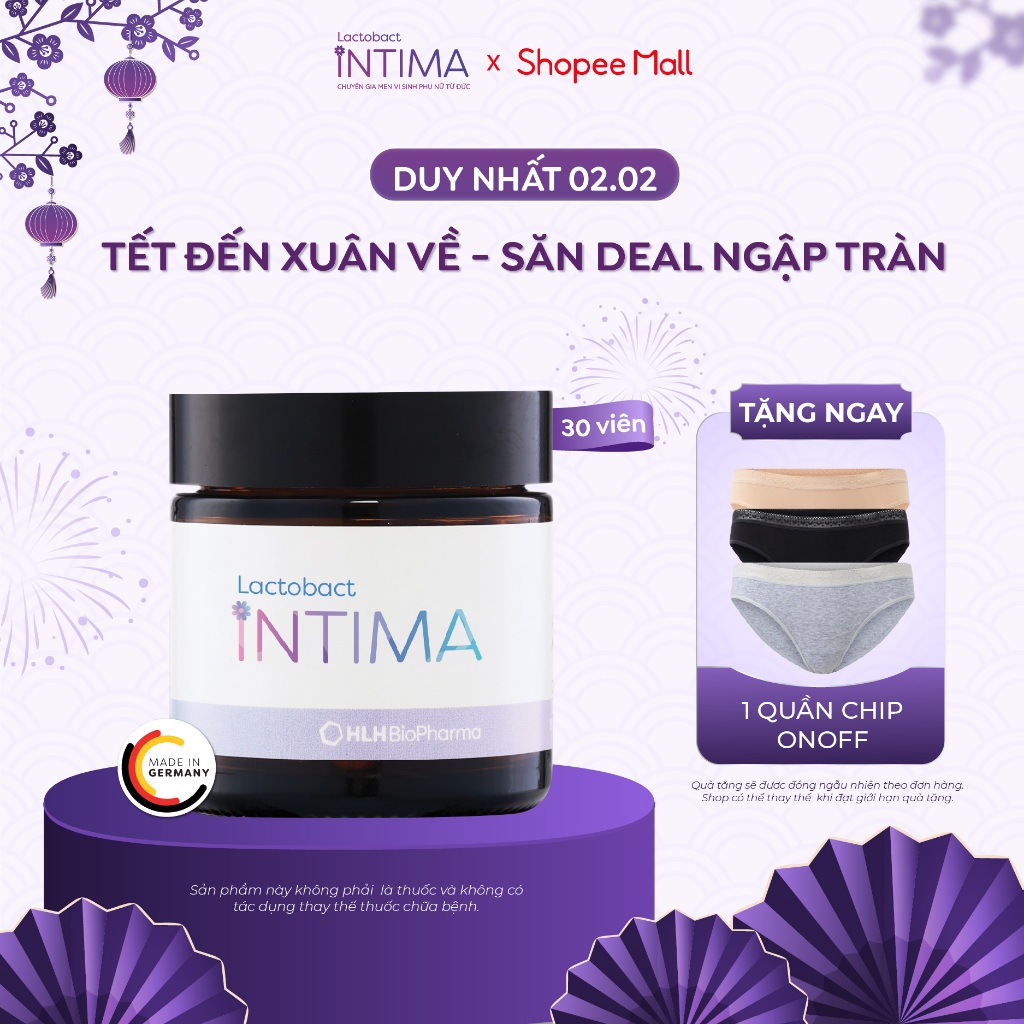Men vi sinh phụ khoa Lactobact Intima bổ sung lợi khuẩn, Cranberry, D-Mannose từ Đức 1 hộp 30 viên