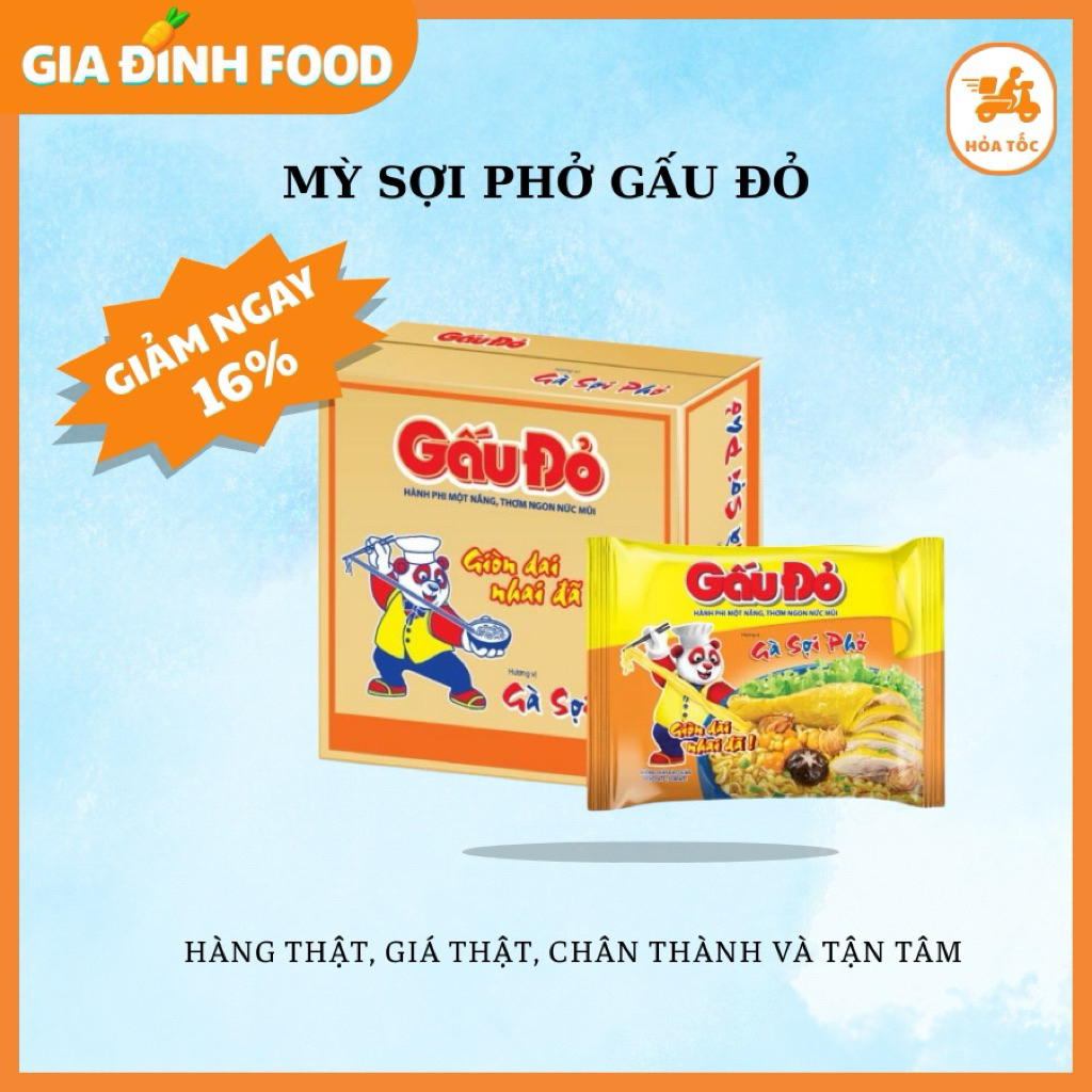 MÌ Gấu Đỏ vị Gà sợi phở - Gói 63gr