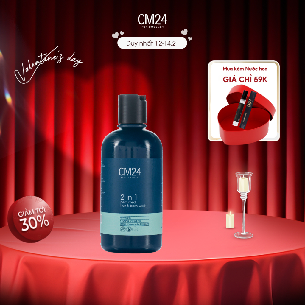 Sữa Tắm Gội Nam CM24 2in1 Perfumed Hair And Body Wash Sạch Sâu Hương Nước Hoa Nam Tính Thu Hút 180ml