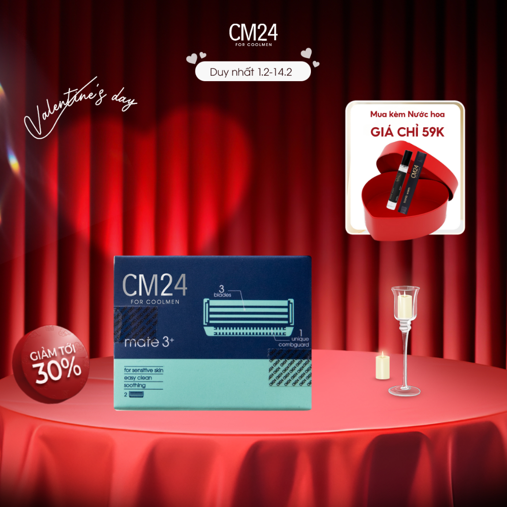 Bộ 2 Lưỡi Dao Cạo Râu Nam CM24 Loại 3 Lưỡi Chất Liệu Thép Không Gỉ Thụy Sĩ Cạo Dễ Dàng Và An Toàn