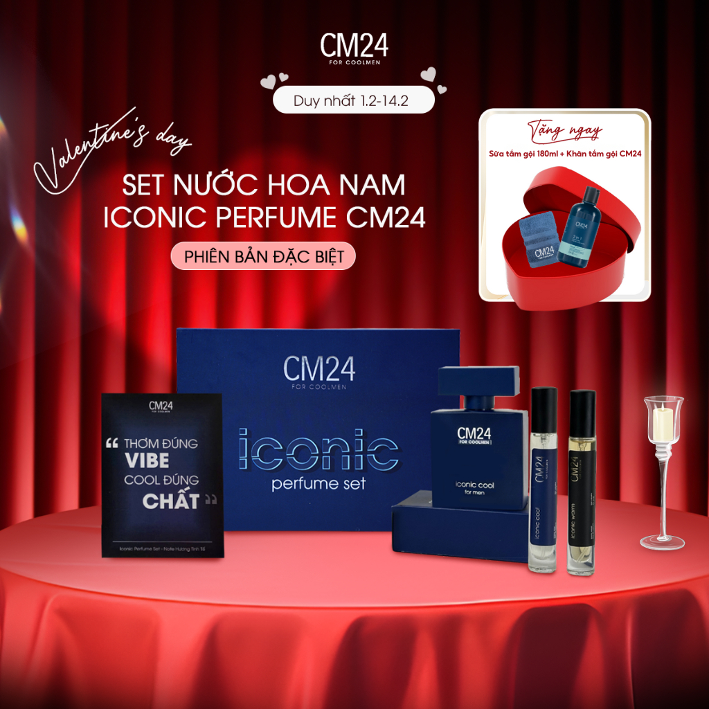 [QUÀ TẶNG CAO CẤP] Combo Nước Hoa Nam Iconic Perfume Set CM24 For Coolmen 68ml Phiên Bản Đặc Biệt Tặ