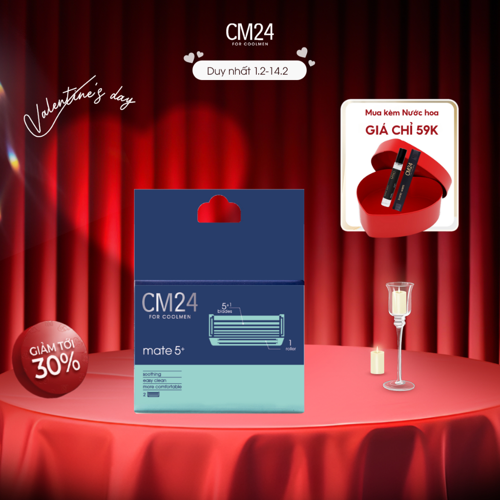 Bộ 2 Lưỡi Dao Cạo Râu Nam CM24 Loại 5 Lưỡi Chất Liệu Thép Không Gỉ Thụy Sĩ Cạo Dễ Dàng Và An Toàn