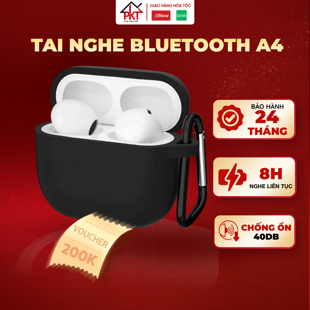 Tai Nghe Bluetooth A4 Chống Ồn Pin Trâu 6H-8H Không Dây Thế Hệ Mới ,Đàm Thoại Hai Chiều - Quà Tặng Ốp