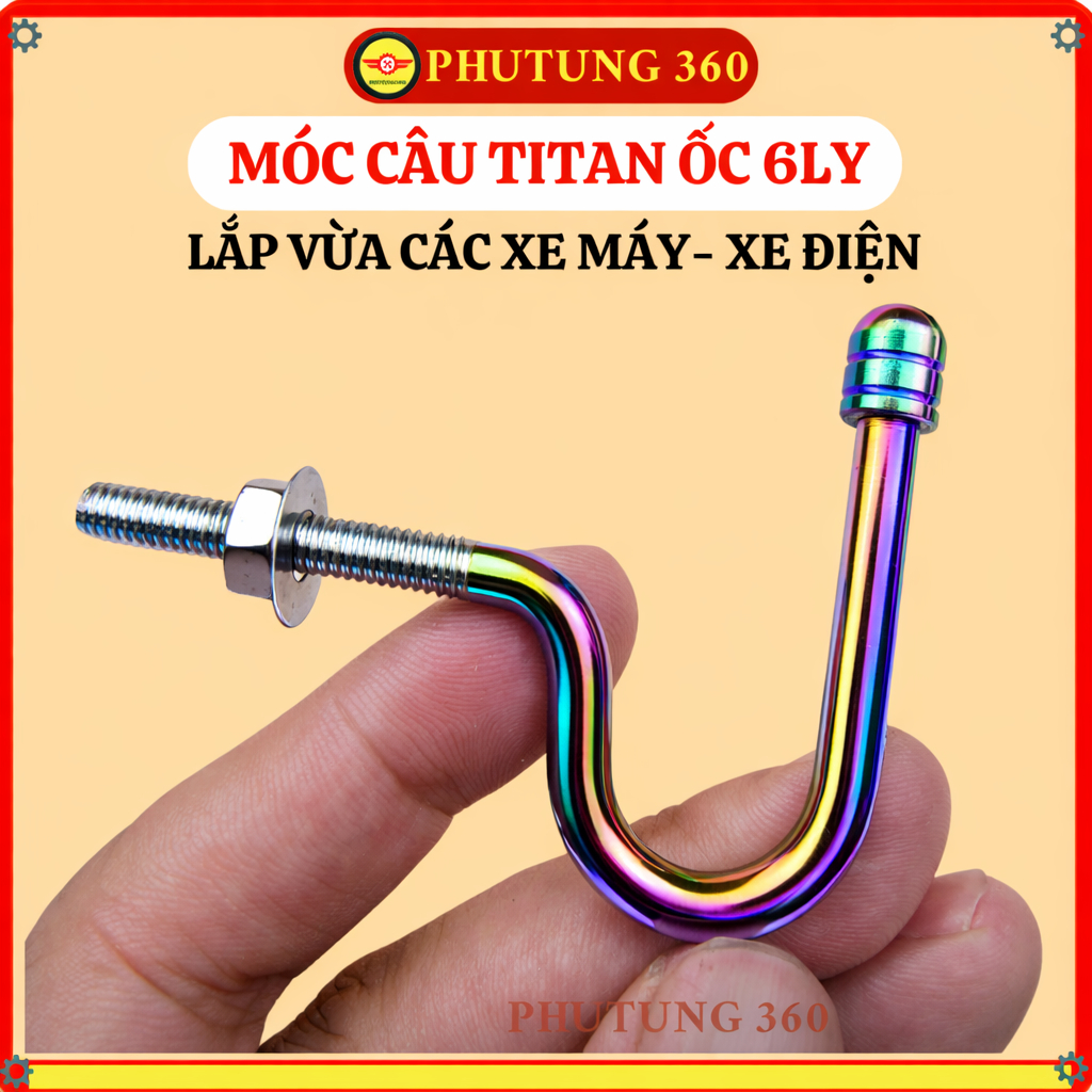 Móc Câu Titan Treo Đồ Xe Máy Xe Đạp Điện Cao Cấp Chống Gỉ Sét Chịu Tải Cao Móc Treo Đồ Đa Năng Phụ Kiện Độ Xe Máy Đẹp