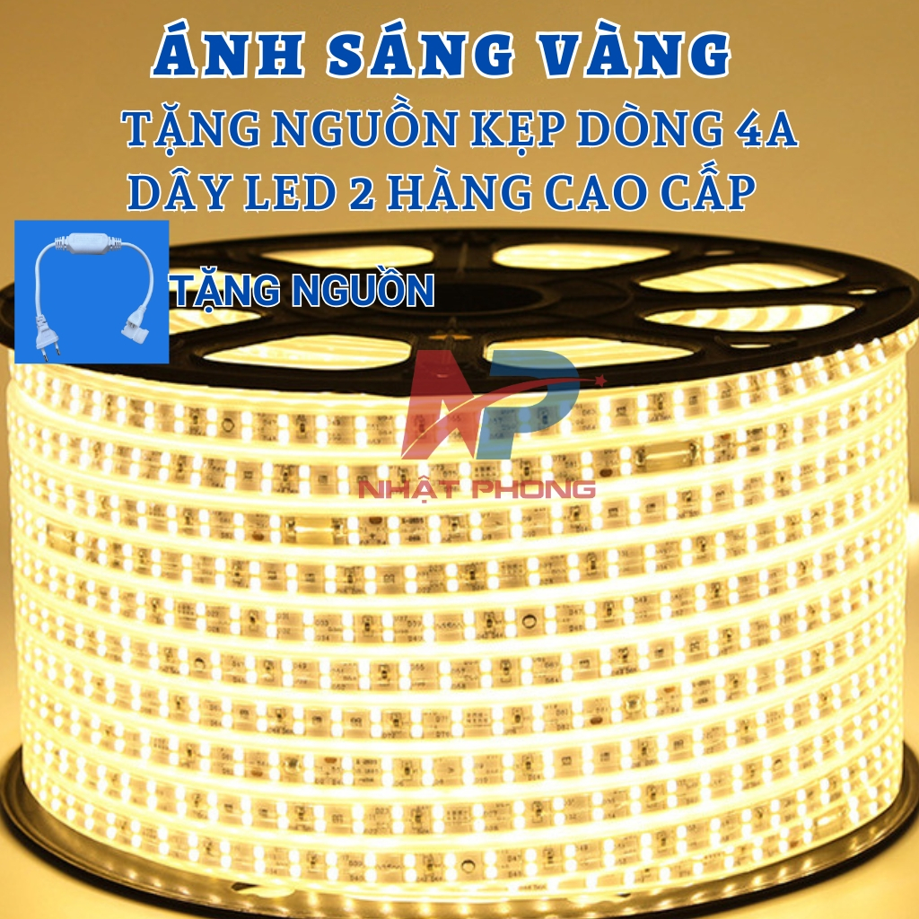 Dây Đèn LED Trang Trí  2 hàng led SMD2835 Ánh Sáng Vàng Ấm sử dụng công trình Chất Lượng Cao, Giá Si