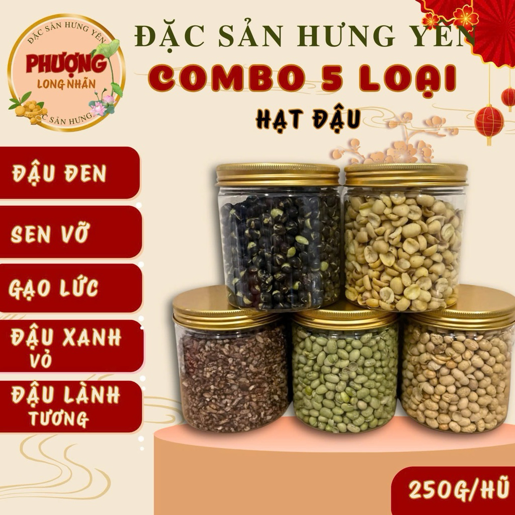 COMBO 5HŨ -5lOẠI HẠT ĐẬU MỖI HŨ 250g ,,ĂN HEO THÌ