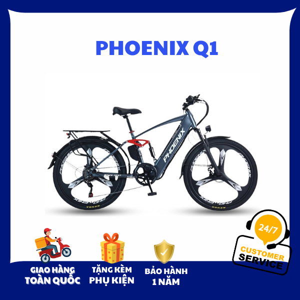 Xe Đạp Trợ Lực Điện Phoenix Q1 Vành Đúc 3 Chấu - Pin Lithium 48V 15Ah/30Ah - Động Cơ 400W Mạnh Mẽ - 