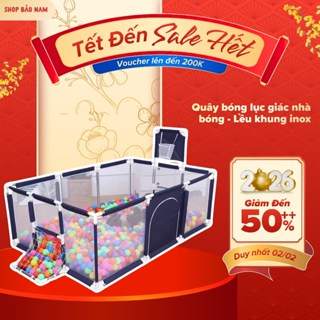 (Kèm 50 Bóng) Nhà Bóng Cho Bé Kho Đồ Chơi Bảo Nam - Quây Bóng Cho Bé Khung INOX Tặng Bóng HOLLA