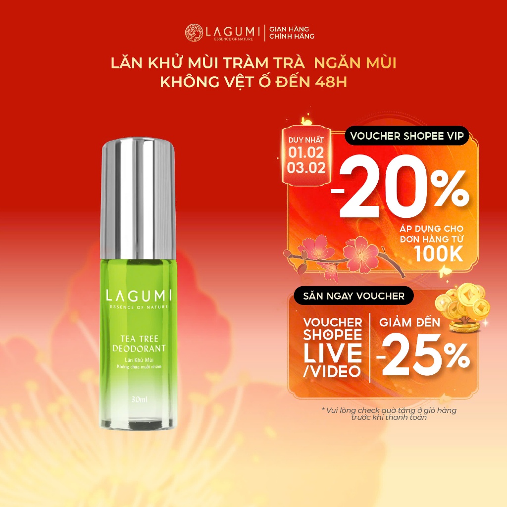 Lăn Khử Mùi Cho Bà Bầu Lagumi Tràm Trà Ngăn Mồ Hôi Đến 48H Giảm Thâm Nách Chuyên Sâu 30ml