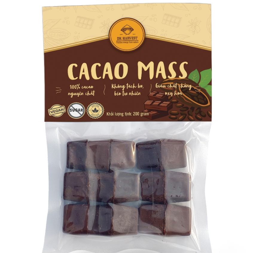 Cacao Mass DK Harvest Dạng Viên Rời - Cacao tự nhiên chưa tách bơ nguyên chất 100%, thích hợp làm so