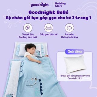 Bộ Chăn Gối, Tấm Trải Cho Bé Mầm Non Tiểu Học Goodnight Tencel 60s An Toàn Êm Ái Thoải Mái 6 Món