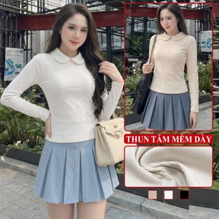 Áo Thun Nữ Cổ Sen Dài Tay Madela Dáng Ôm Body Co Giãn, Áo Giữ Nhiệt Thun Tăm Nữ Thu Đông Tay Dài.