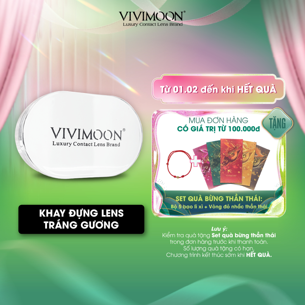 Hộp đựng lens Vivimoon tráng gương kèm dụng cụ gắp