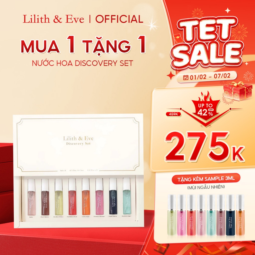 Discovery Set Nước Hoa Mini Lilith and Eve tinh dầu nước hoa lưu hương lâu cho body 3ml x8