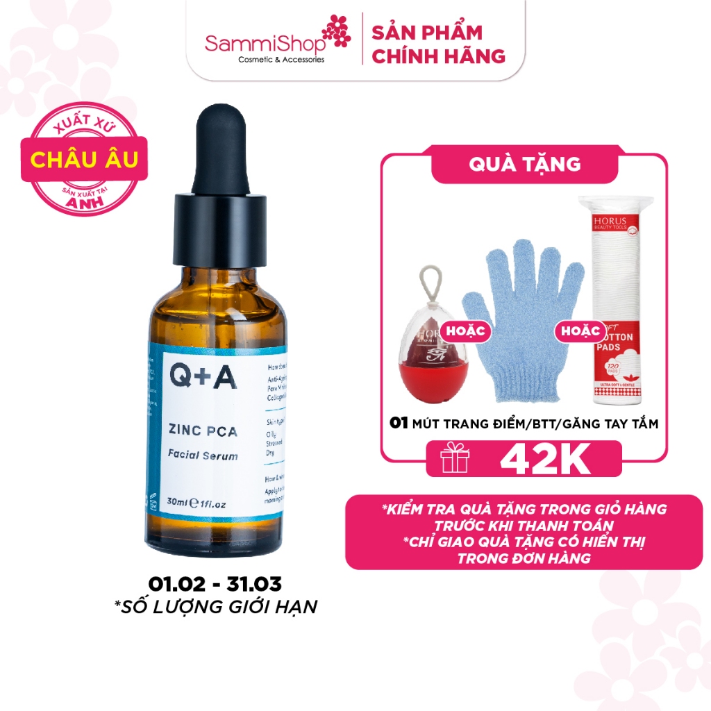 Q+A Tinh chất Zinc PCA Facial Serum 30ml